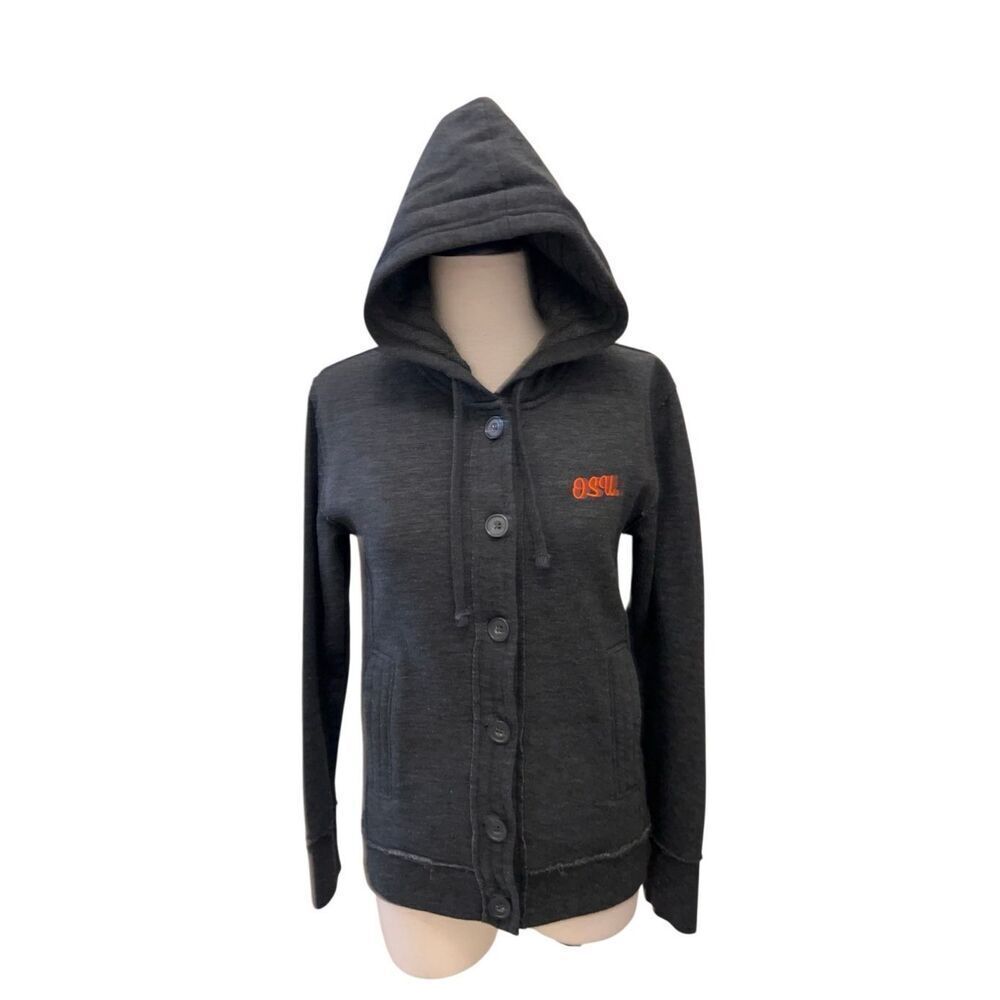 Ouray Sportswear Women's Button Front OSU Fleece Hoodie Charcoal Small
